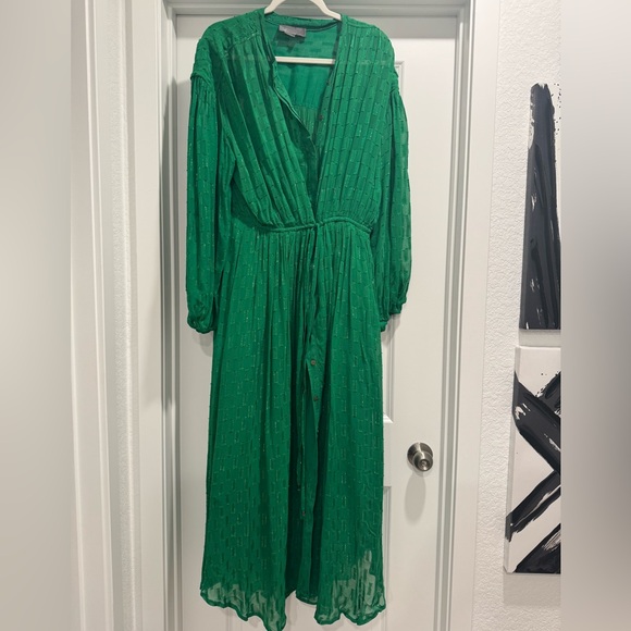 ANTHROPOLOGIE Allene Shimmer - Green Dress - Large - Picture 6 of 9